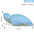 Artistone 2" Gemstone Sea Turtle Figurine, Hand Carved Natural Crystal Healing Animal Hawksbill Sculpture Paperweight Home Office Decor (Opalite) - color: Opalite