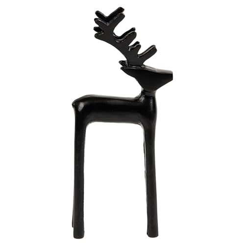 Mind Reader Modern Metal Reindeer Figurine, Sleek Aluminum Winter Holiday Decor, Rustic Contemporary Accent, Black - color: Decorative Reindeer