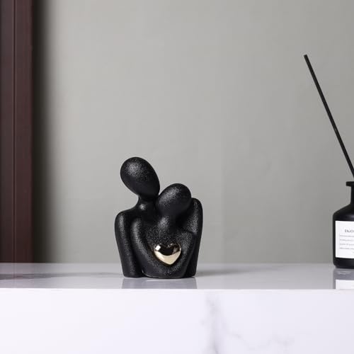 Mini Couple Statue - Ceramic Romantic Couple in Love Figurines for Decor Bedroom, TV Cabinet, Wedding Valentines Gift, Small Knick Knacks for Home Decor Shelve (3.15" Black) - color: 3.15" Black