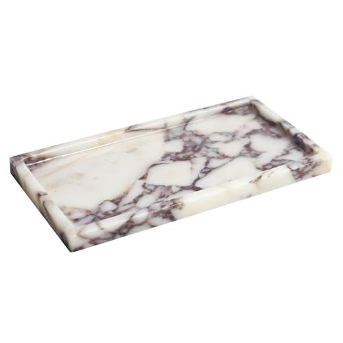 100% Natural Luxury Calaccata Viola Marble Small Hand Towel Tray Holder Organizer, Makeup Bathroom Holder - color: Viola-rectangle-10"x5"x0.7"