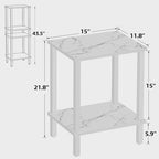 TUTOTAK End Table, Side Table, Nightstand, 2-Tier Storage Shelf, Sofa Side Table for Small Space, Living Room, Bed Room TB01BMW034 - color: Marble White
