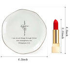 Christian Jewelry Dish with Bible Verse Ring Dish, Inspirational Scripture Ceramic Trinket Tray, Religious Gift for Women, Christian Gift for Friend - color: I Can Do All Things Through Christ Who Strengthens Me