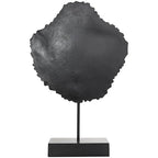 Deco 79 Resin Tribal Decorative Sculpture Abstract Carved Home Decor Statue with Black Stand and Wavy Edge, Accent Figurine 11" x 3" x 17", Brown
