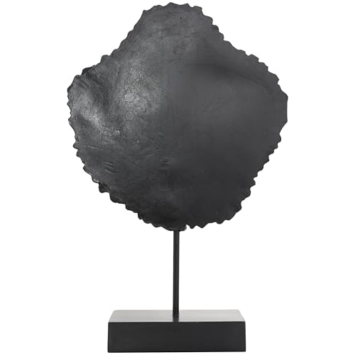 Deco 79 Resin Tribal Decorative Sculpture Abstract Carved Home Decor Statue with Black Stand and Wavy Edge, Accent Figurine 11" x 3" x 17", Brown