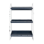 Creative Co-Op Heavily Distressed 3-Tier Metal Tray with White Frame & Rim, Navy - color: Navy