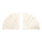 Creative Co-Op Modern Arched Semicircle Marble Bookends with Carved Detail, Set of 2, White