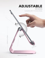 Lamicall Tablet Stand Adjustable, Tablet Stand : Desktop Stand Holder Gifts Compatible with Tablet Such as iPad 2018 Pro 9.7, 10.5, Air Mini 4 3 2, Kindle, Nexus, Tab, E-Reader (4-13'') - Rose Gold - color: Rose Gold