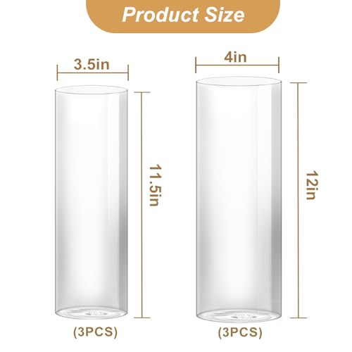 Hurricane Candle Holder,Open Ended Glass Candleholder Multiple Size Choices,Clear Cylinder Glass Candle Holder for Wedding Centerpieces, Home Decor(6 PCS,H:12" D:4") - size: 4''×12''H 6PCS