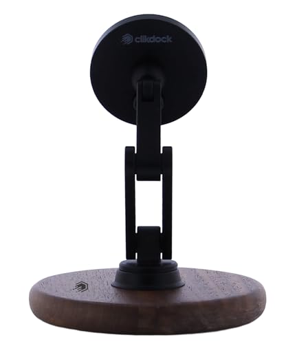 ClikDock Cell Phone Magnetic Wireless Charger Stand, 360° Spin, Aluminum Construction, Compatible with MagSafe Phones for iPhone & Andriod (Walnut Wood) - color: Walnut Wood