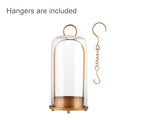 12" High Versatile Modern Metal Hurricane Lantern with Handmade Sturdy Glass Dome in Antique Brass for Pillar Candle & Plants, Industrial, Farmhouse, Shabby Chic (Brass, 5"x12") - color: Brass, size: 5"x12"