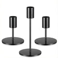 3 Pcs Black Candlestick Holders Set - Matte Black 5.5" & 3.3" Taper Candle Holders for Modern Table Centerpiece and Home Decor