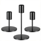 3 Pcs Black Candlestick Holders Set - Matte Black 5.5" & 3.3" Taper Candle Holders for Modern Table Centerpiece and Home Decor