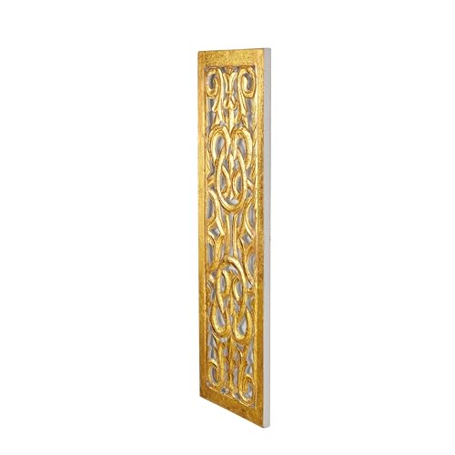 Deco 79 Wooden Floral Handmade Home Wall Decor Intricately Carved Arabesque Wall Sculpture, Wall Art 12" x 1" x 36", Gold - color: Gold