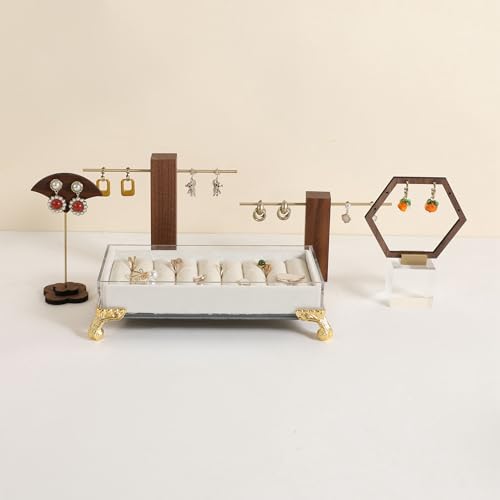 GemeShou velvet slots Ring holder for jewelry organizer, Earring ring display stand for selling, felt ring jewelry holder tray showcase【Velvet slots Ring Holder-White】 - color: White