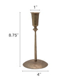Creative Co-Op Hand-Forged Hammered Metal Taper, Antique Brass Finish Candle Holder - size: 4" Round x 8-3/4"H