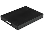HofferRuffer Rectangle Serving Tray with Hole Handles for Coffee Table, Breakfast, Tea, Food, Butler - Countertop, Kitchen, Vanity Serve Tray, 16.2 x 12.2 x 2 inches, Faux Leather Tray (Black) - color: Black, size: 16.2" x 12.2" x 2"