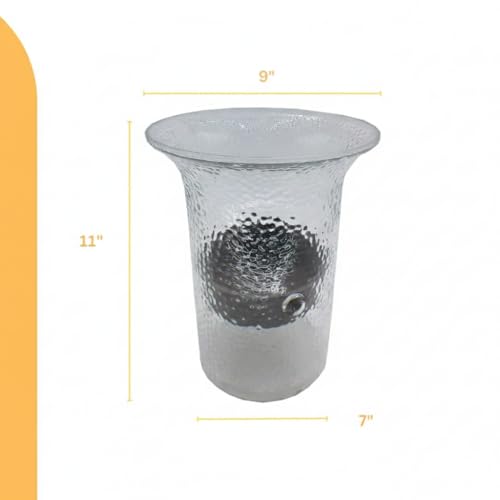 Glass Hurricane Pillar Candle Holder with Rustic Metal Insert, Perfect as a Centerpiece (Small Bubble Glass) - size: 11" Tall Bubble Glass