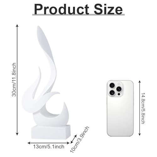 Modern Flame Statue Decor Flame Statue Resin Abstract Art Figurines Sculptures Centerpiece for Home Living Room Stand Coffee Table Office Decor (White-B) - color: Medium White-b
