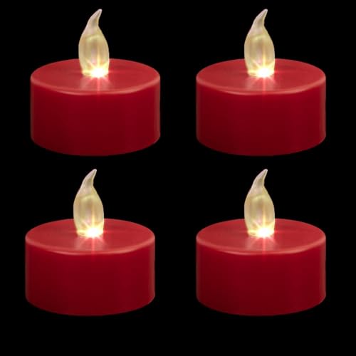 Hanzim LED Tea Lights Candles- 12PACK Red Flameless Candles Realistic and Bright Flickering Long Lasting 200Hours for Holiday Celebration,Party, Home Decoration,Battery Operated - color: Red, size: 12pack