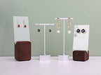 GemeShou Metal 2pcs Earring T Stand Silver Retail Display Holder for Show, White T Bar Jewelry for Online Store Photography 【Silver-Hexagon Base 2pcs Height 4.5" and 5.3"】 - color: C1/Silver Hexagon Base 2pcs Height 4.5" and 5.3"