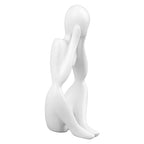 Abstract Thinker Statue | Synthetic Home Accent for Living Room/Office Desk/Bookshelf | Hollow Design Art Sculpture Collectible Present (White Focus) - style: White Focus
