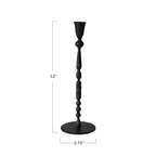 Creative Co-Op Decorative Hand-Forged Metal Taper Holder, Black - size: 4" Round x 12"H