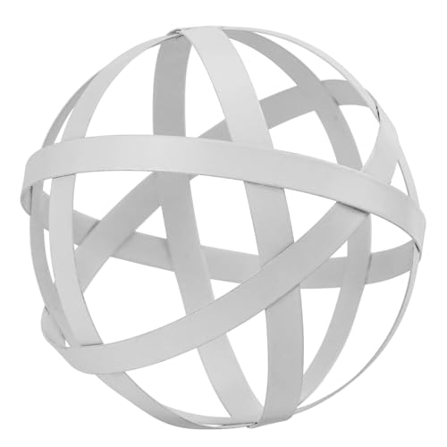 Decorative Sphere Metal Band Ball Orbs Decorative Balls Home Decor Accents Tabletop Decorations for Living Room, Kitchen, Bedroom Centerpiece for Dining Room Coffee Table, Side Tables (White) - color: White