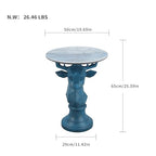 Deer Side Table for Living Room - 20" Faux Marble Top Accent End Table with Hand-Carved Resin Deer Statue Base - Modern Round Bedside Table for Bedroom, Patio, Entryway, Gift - Tool-Free Setup - color: Blue Deer