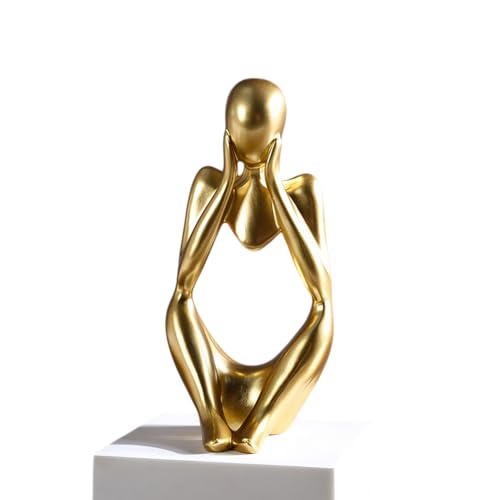 Minimalist Thinker Statue - Abstract Sculpture for Home & Office Decor | Boho Shelf & Coffee Table Accent (Profound Muse-Gold) - color: Profound Muse-gold