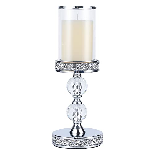 Candle Holders for Pillar Candle, Pillar Crystal Candle Holders, Candlesticks Holder for Wedding, Dining Coffee Table, Centerpieces, Home Decor CH00XM - size: 2 crystal balls