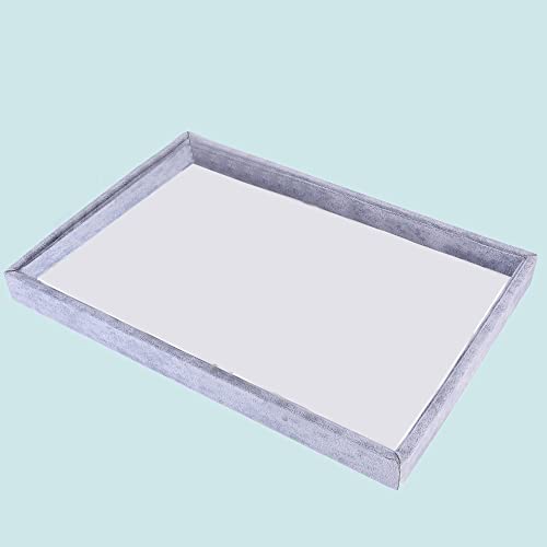Mornajina 24 Grids Stackable Jewelry Tray Organizer with Removable Dividers, Velvet Jewelry Display Tray for Earrings Necklaces Bracelet Rings Display Showcase - Grey - color: Grey