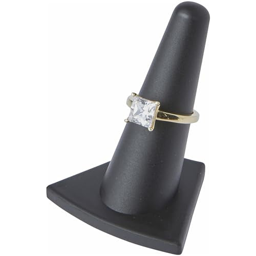 Plymor Black Rubber Ring Finger Display, Single on Triangular Base, 2" W x 1.625" D x 2.125" H - color: Black