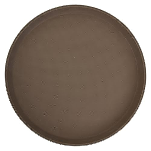 Winco 11" Premium Fiberglass Tray, Non-slip, Brown, Round - color: Brown, size: 11"