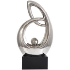 Deco 79 Ceramic Abstract Decorative Sculpture Looped Home Decor Statue with Black Block Base, Accent Figurine 14" x 7" x 25", Silver - size: 14" x 7" x 25"