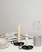 DN DECONATION Candlestick Candle Holders, Black Metal Candle Stick Holders for Taper Candlesticks, Farmhouse Candle Holders, Small Iron Candle Holder with Handle, Set of 3
