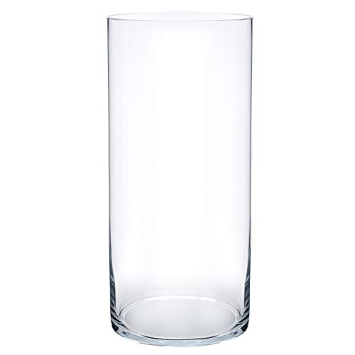 Royal Imports Flower Glass Vase Decorative Centerpiece for Home or Wedding - Cylinder Shape, 12" Tall, 5" Opening, Clear - size: 5" wide x 12" tall