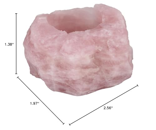 rockcloud Natural Raw Rose Quartz Taper Tea Light Candle Holder Air Plant Holder Healing Stone Home Decoration Figurine - color: Pink