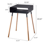 YAMAZAKI Home Plain Side Table with Open Storage Shelf, Rectangular Accent Space Saving Living Room Bedroom Couch End Table - Tall, 23" - Steel + Wood - color: Black, size: Tall