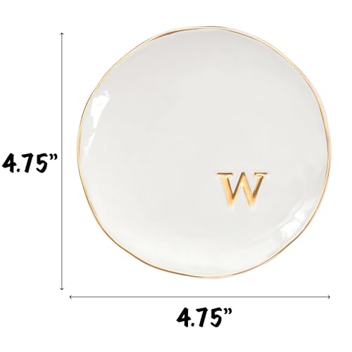 COLLECTIVE HOME - Ceramic Jewelry Tray, Decorative Trinket Dish for Rings Earrings Necklaces Bracelet Watch Keys, Birthday Mother's Day Christmas Gift for Women, 4.75", Glossy (w) - color: W