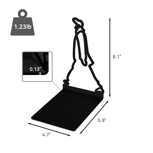 ALUA - Metal Bookend Modern Line Art Design Heavy-Duty and Scratch-Resistant Space-Saving Organizer (C, Black)