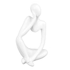 Abstract Thinker Statue | Synthetic Home Accent for Living Room/Office Desk/Bookshelf | Hollow Design Art Sculpture Collectible Present (White Right) - style: White Right