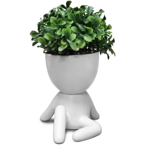 Zerzsy Desktop Plant for Women Office Decoration Fake Plant Succulents Artificial for Home Bathroom Living Room Office Decor Small Fake Plants Decor for Bedroom - Set of 1 - color: White-k