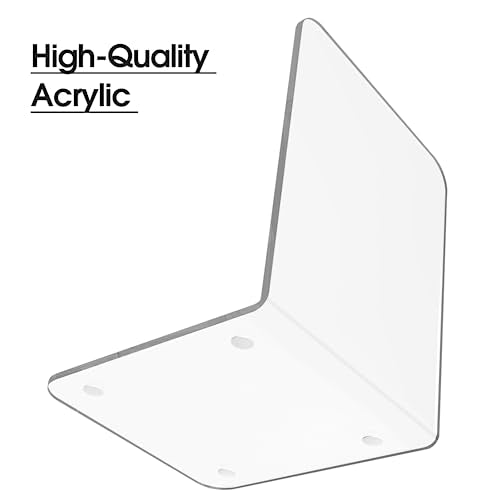 MaxGear Acrylic Bookends - Clear Decorative Heavy Duty Non-Skid Book Stoppers (6 Pieces, Large)