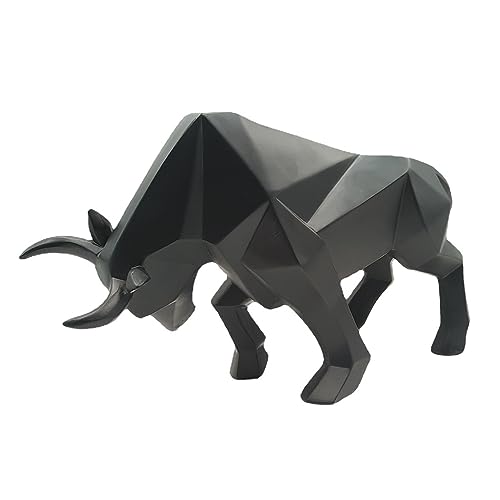 SMRTHMRT Abstract Geometric Sculptures Animals Statues,Collectible Figurines Home Office Tabletop Ornaments (Black Bull) - color: Black Bull