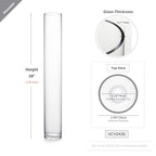WGVI Quality Thick Weighted Tall Clear Cylinder Glass Vases, 4" W x 28" H, Flower Arrangement Floating Candle Holders Wedding Centerpieces Event Floral Container Floor Display Home Décor, 1 Piece - size: 4"x28"H