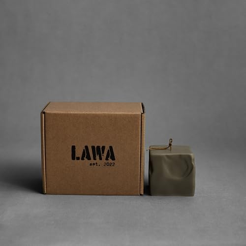 LAWA Raw Block Candle - Beautiful Handmade Pillar Scented Soy Wax Elegant Aesthetic Candle Housewarming Gift Home Room Shelf Decor Idea (Earthy Green, Small) - color: Earthy Green, size: Small