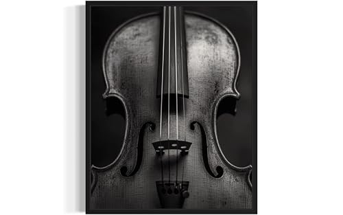 Violin Art Music Poster - Musical Instrumental Wall Art Print - Black and White - Photography Musical Art - Bedroom or Office Living Room Decor 137 (Violin, 16 x 20 inches, Unframed) - color: Violin, size: 20"L x 16"W