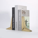 Cast Iron Geometric Decorative Bookends, Sharp Triangle Theme, Heavy Duty, Set of 2 Gold