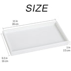 Bathroom Vanity Tray - 11'' Ceramic Rough-Textured Rectangle Countertop Tray, Heavy-Duty Perfume Organizer Plate, Jewelry Ring Tray, Kitchen Soap Dispenser Stone Trays, White - color: White