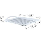 MDLUU Non-Slip Serving Tray with Handles, Food Serving Platter, Set of 2, White - color: White
